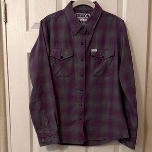 DIXXON Women's Purple and Grey “Reign” Button Down flannel Shirt